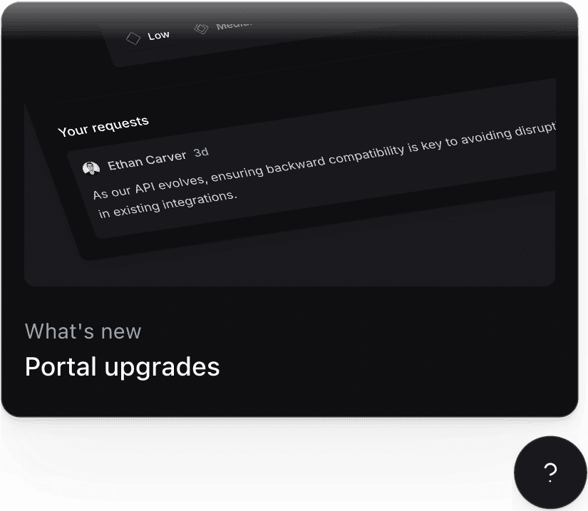 Changelog notifications widget showing Portal upgrades